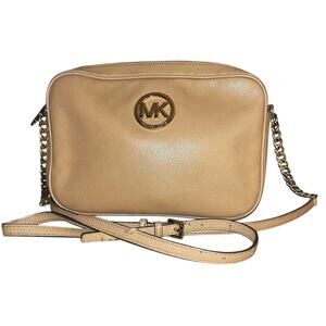 Michael Kors Fulton Large Leather Gold Crossbody Bag 38S8XFTC3L